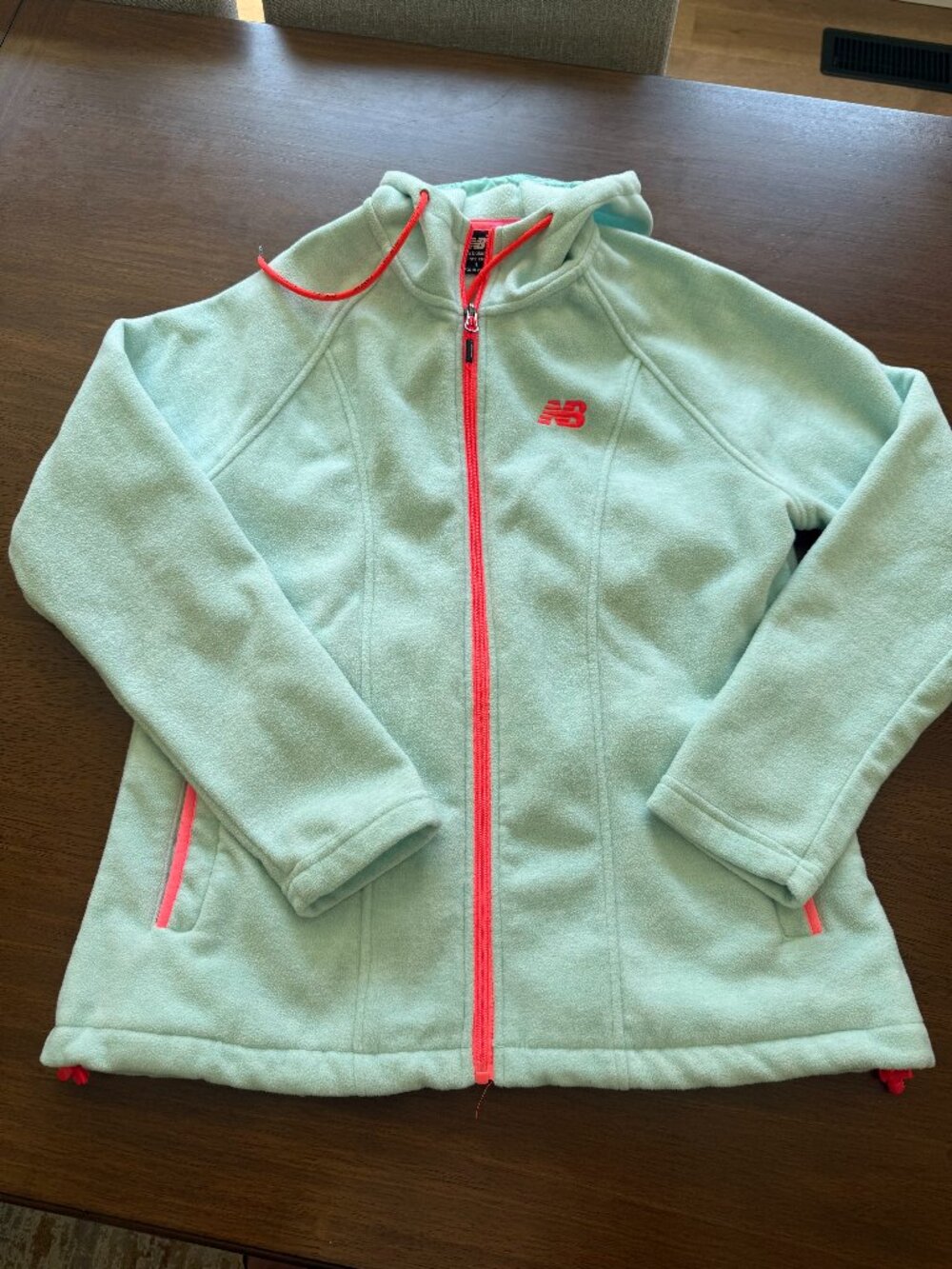 New Balance Womens L Mint Green Fleece Full Zip Hoodie Neon Athleisure Running